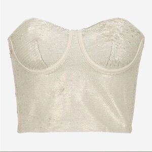 Zara Cream Sequin Bustier Top